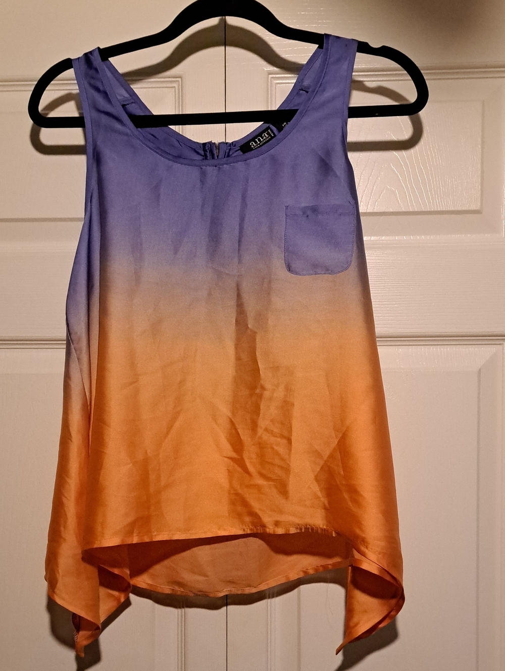 🦄A.N.A-Purple to Orange Ombre Sleeveless Woman's sleeveless blouse tank UNIQUE